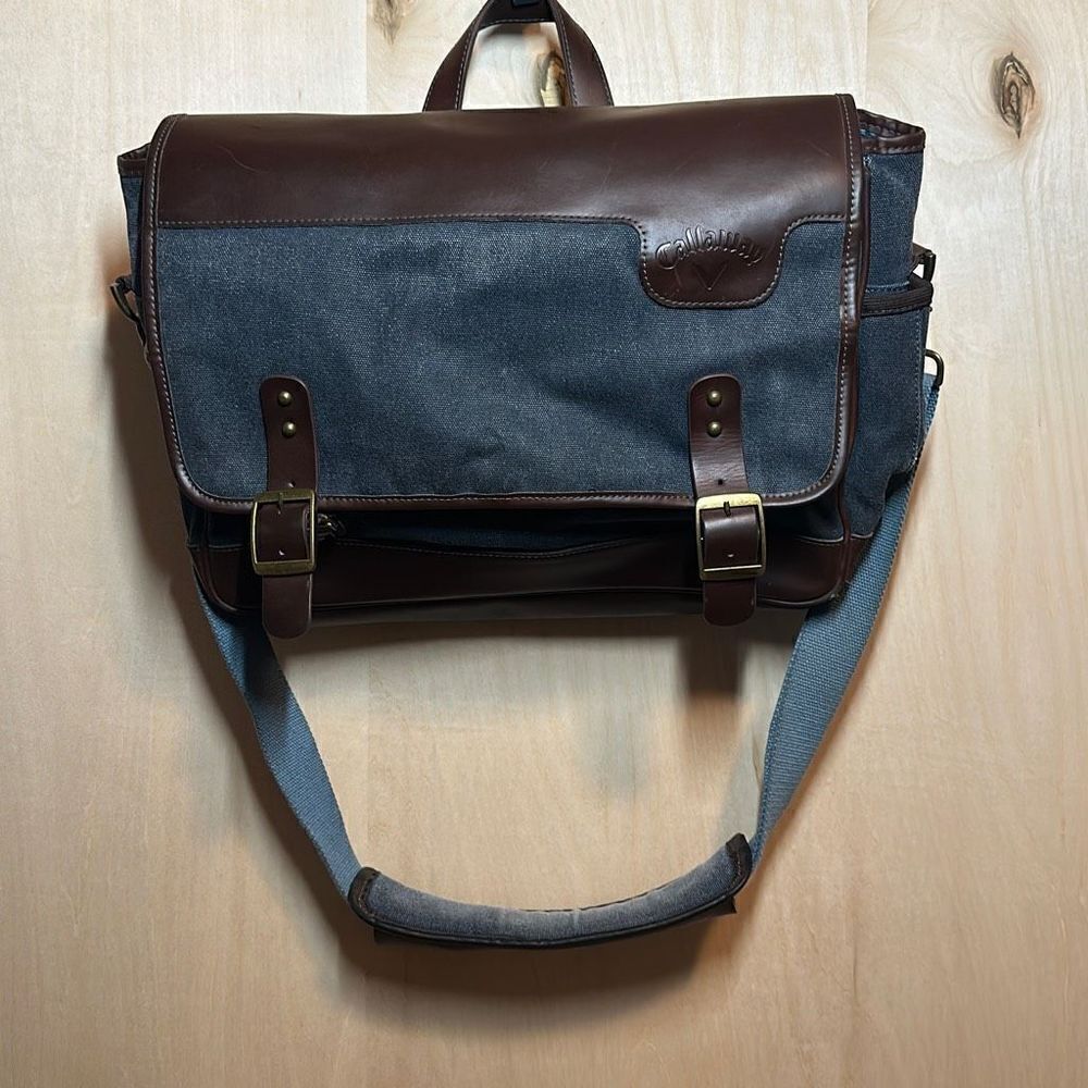 Callaway‎ Golf Travel Shoulder Laptop Messenger Bag Denim and Brown